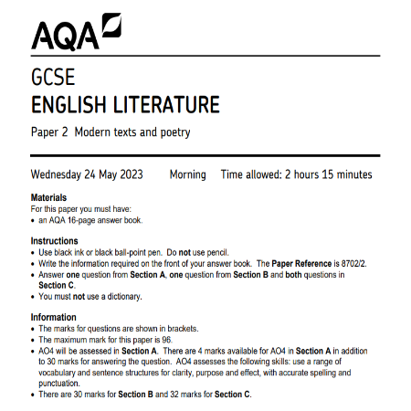 June 2023 Paper 2 Modern texts and poetry (QP)